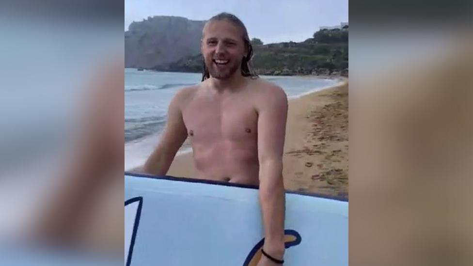 Scott Seddon was filmed on Agia Agathi beach shortly before he was struck by lightning