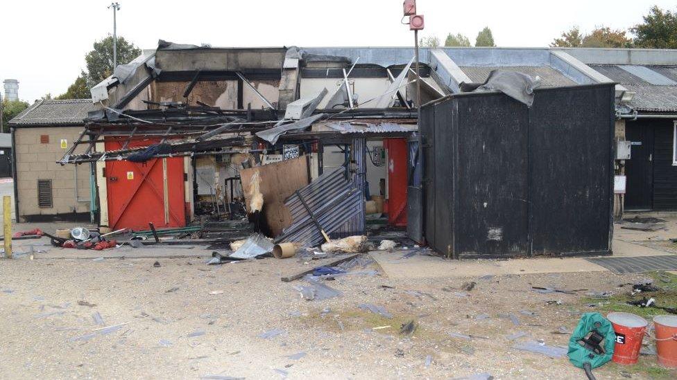 A shell of a building left behind from explosions that killed Brendan Ledgister