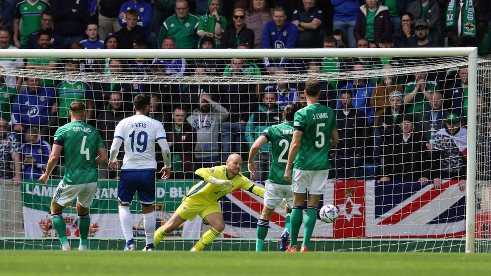 Trevor Carson in action for Northern Ireland