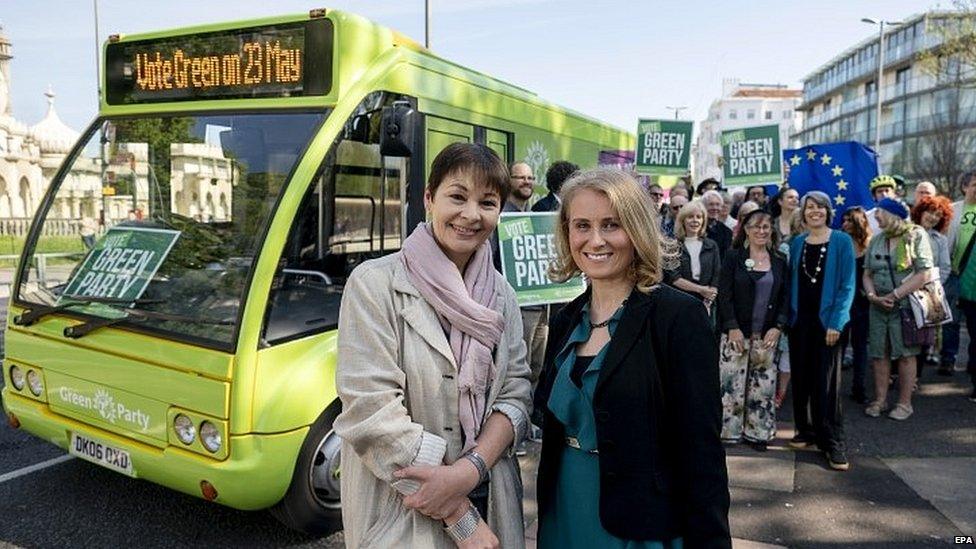 Caroline Lucas campaigning with Green Party candidate Alexandra Phillips