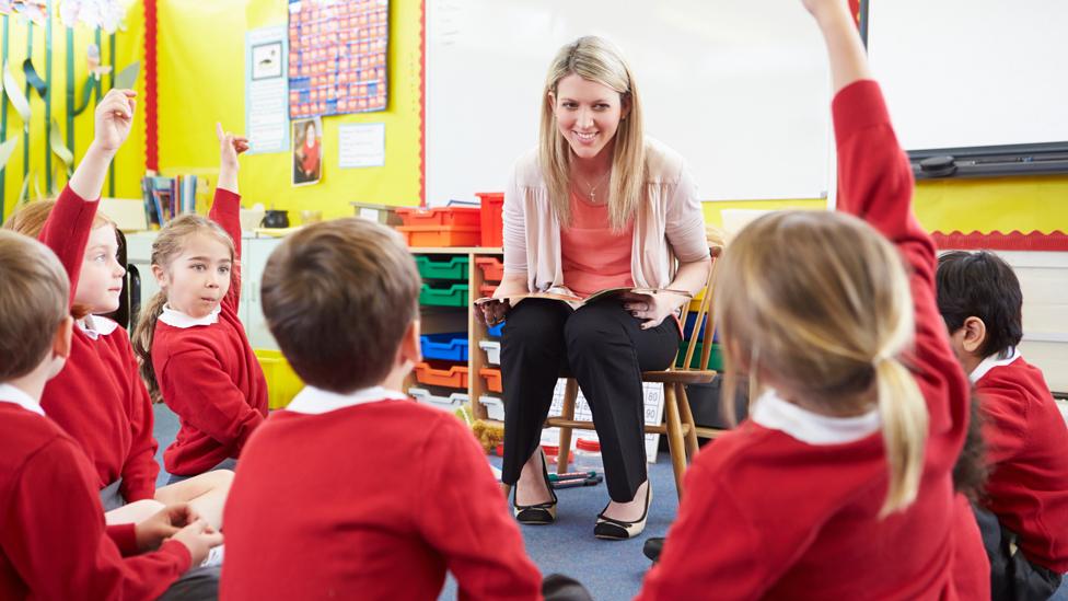 Classroom with teacher and children