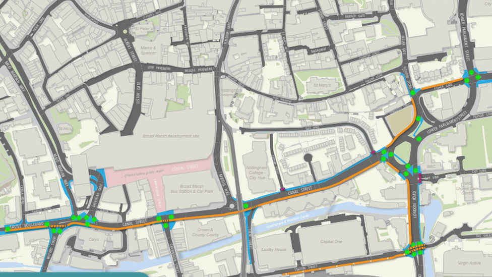 Map of cross city cycle route