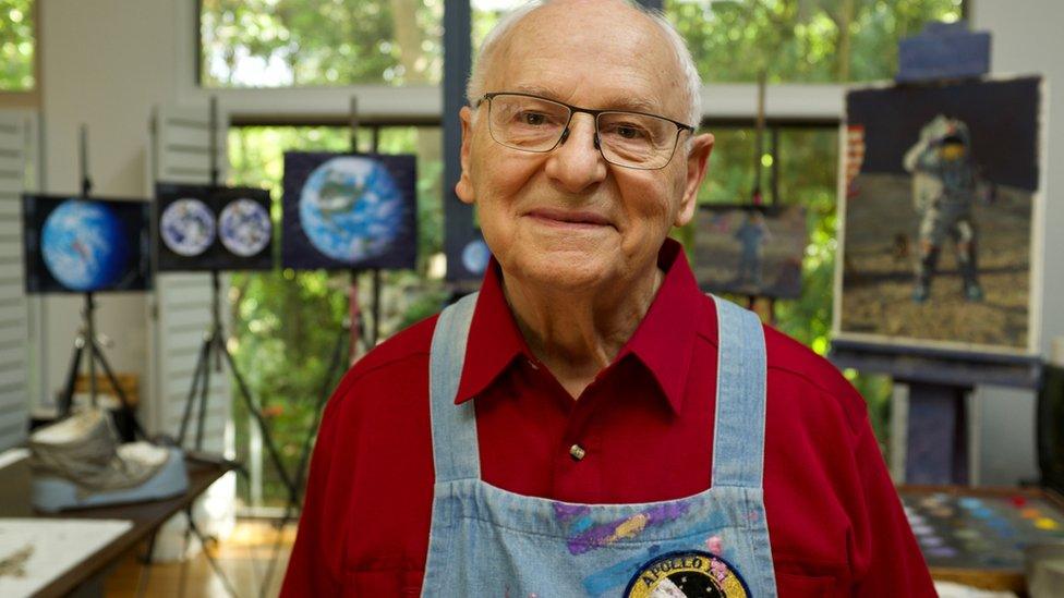 Apollo 12 Astronaut in his painting studio, Houston, Texas.