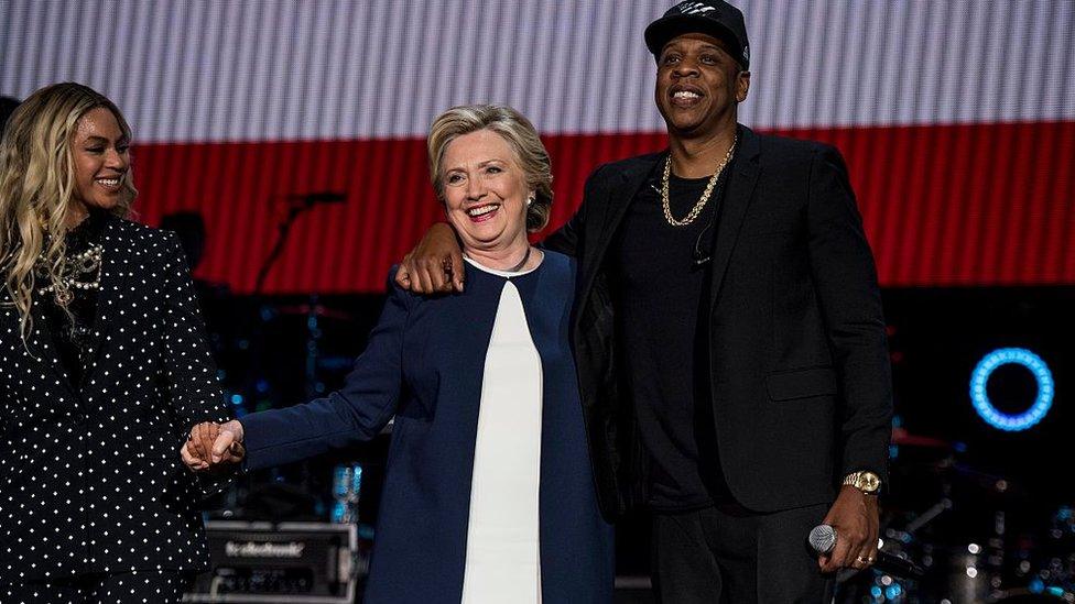 Hillary Clinton campaign rally with Beyonce and Jay Z