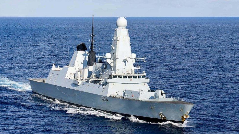 HMS Diamond on a previous deployment in the Mediterranean Sea