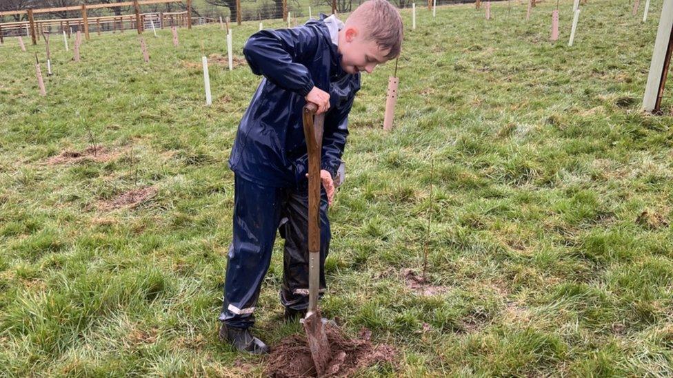 A child digging