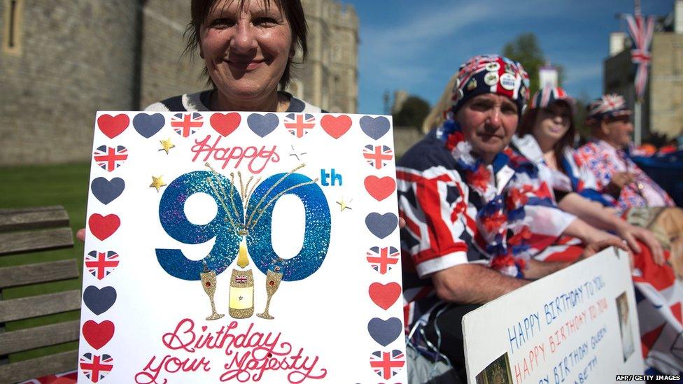 People celebrating outside Windsor Castle