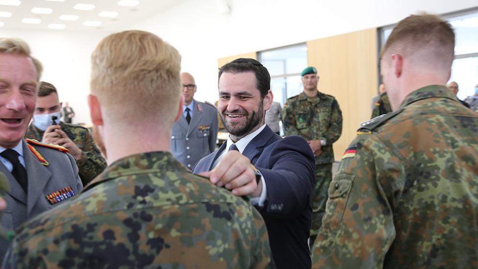 Zsolt Balla meeting soldiers in Germany