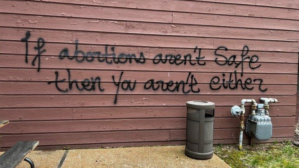 The message at Wisconsin Family Action's building in Madison