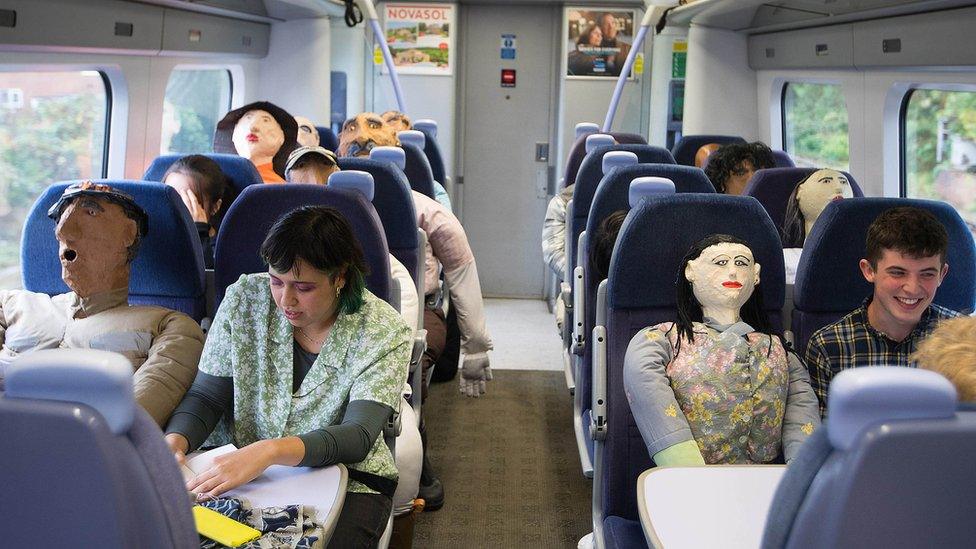 Passengers on the London-to-Margate train enjoyed the journey with Oscar Murillo's effigies