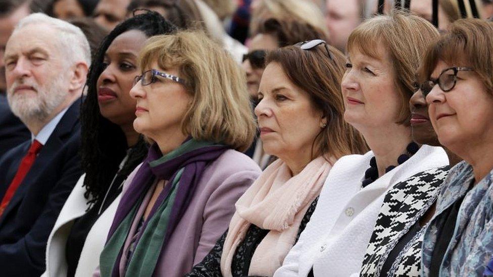 Labour politicians at the official unveiling of the statue