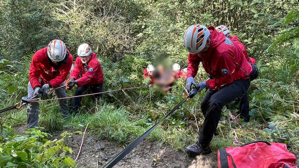 Cleveland Mountain Rescue Team rescuing a man