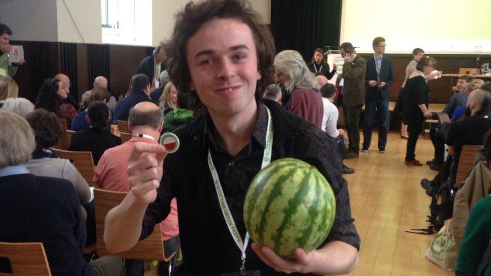 Green delegate with watermelon