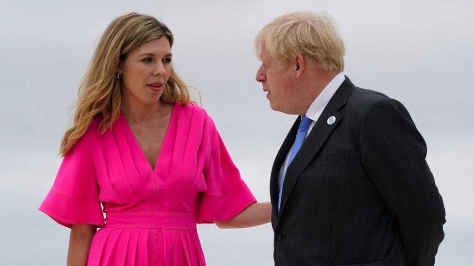 Carrie and Boris Johnson at the G7 in June