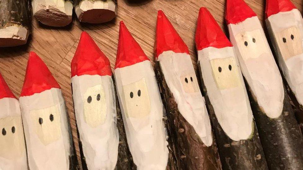 Wooden santas