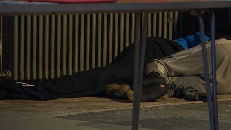 Rough sleepers inside the cathedral