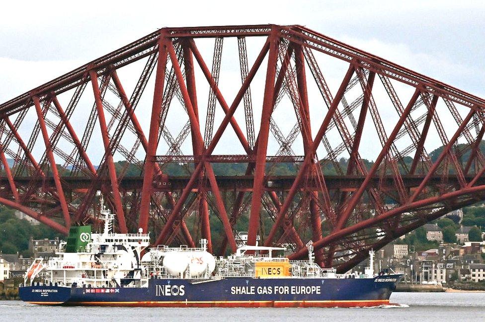 Ineos ship at Forth Bridge