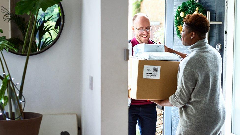 Woman receives Christmas delivery