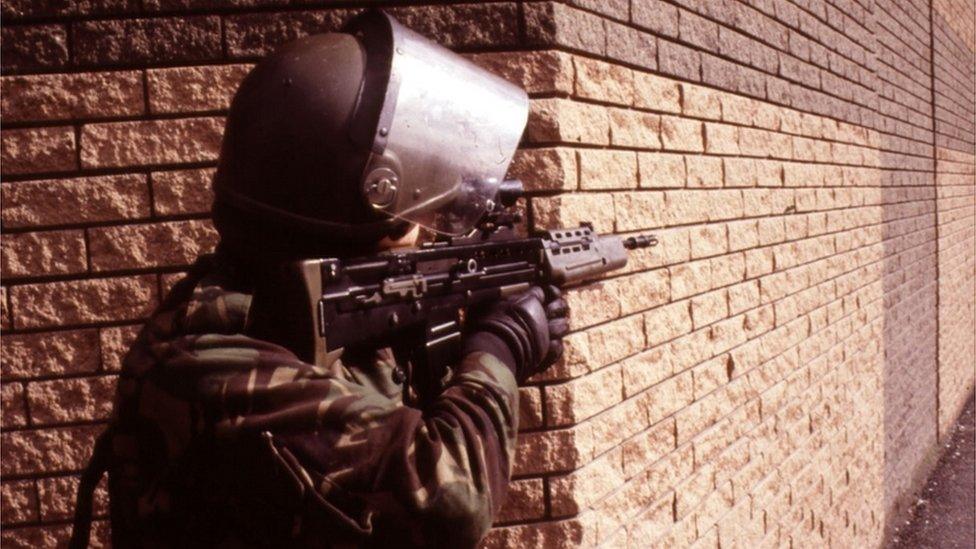 British soldier on patrol in Belfast