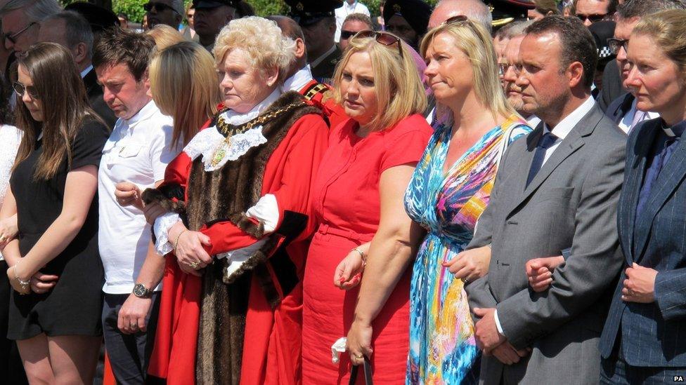 Council staff at Oldbury pay their respects to their colleague Adrian Evans