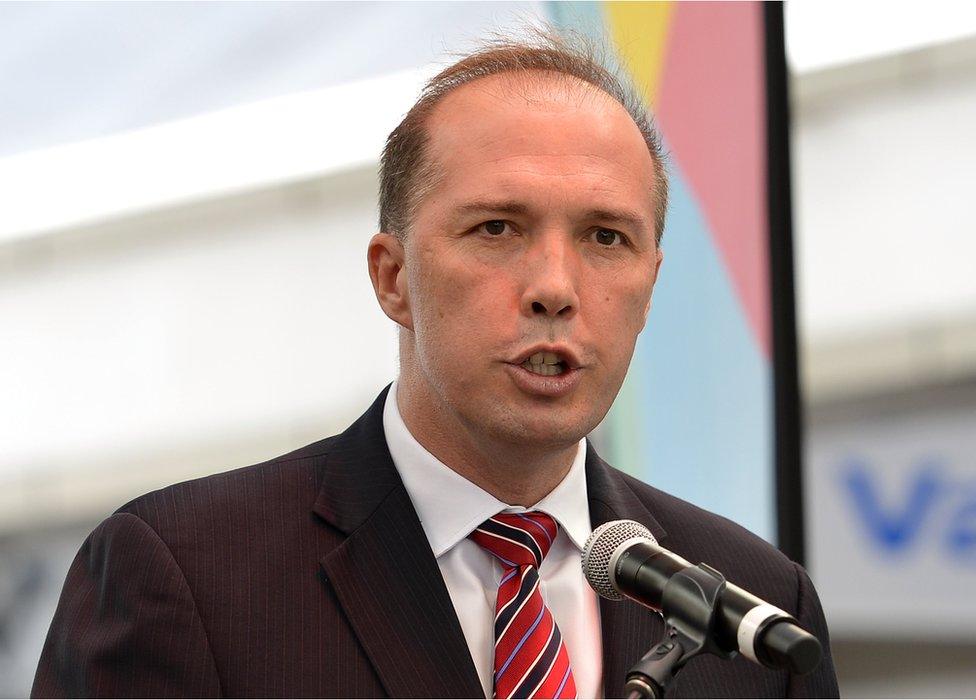 Peter Dutton speaks during the media opportunity as the one year to go countdown begins until the 2015 ICC Cricket World Cup at the Queen Street Mall on 14 February 2014 in Brisbane, Australia