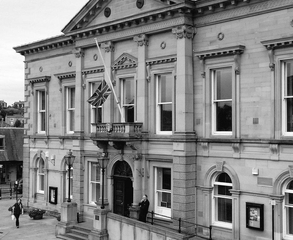 Flag at half mast at Batley Town Hall