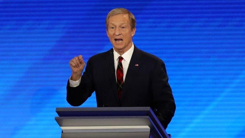 Tom Steyer during the debate in Manchester, New Hampshire. Photo: 7 February 2020