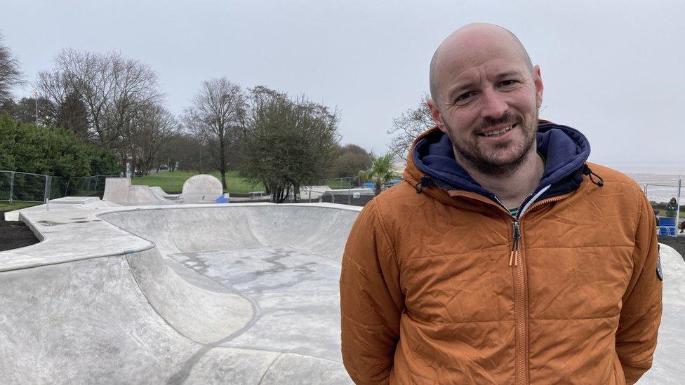 Dan Evans standing in front of the skate park