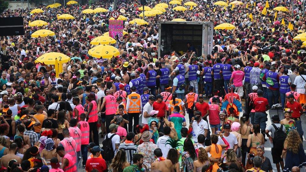 Crowds at a Sao Paulo street party