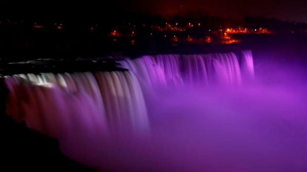 Niagara Falls turns purple for the Queen's birthday - and for Prince.