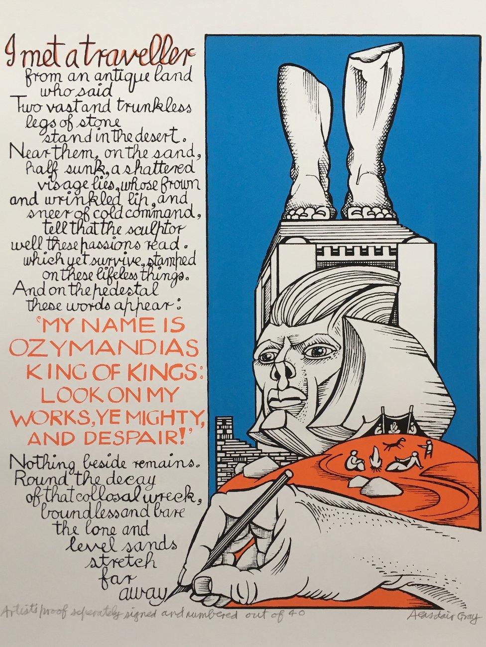 Alasdair Gray's reflection on Ozymandias, unveiled at the Saltire Society