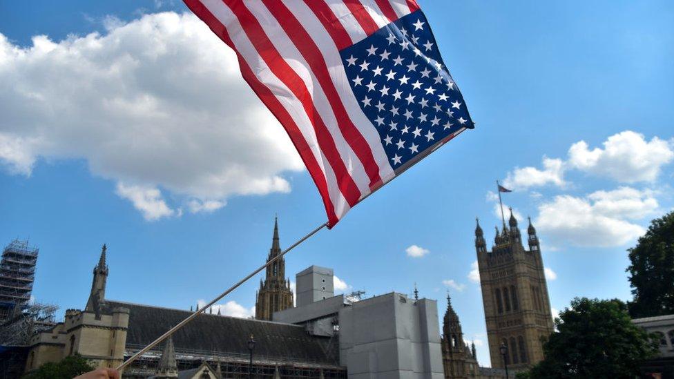 US flags at Westminster