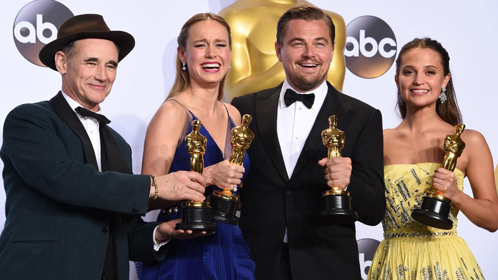 Mark Rylance, Brie Larson, Leonardo DiCaprio and Alicia Vikander