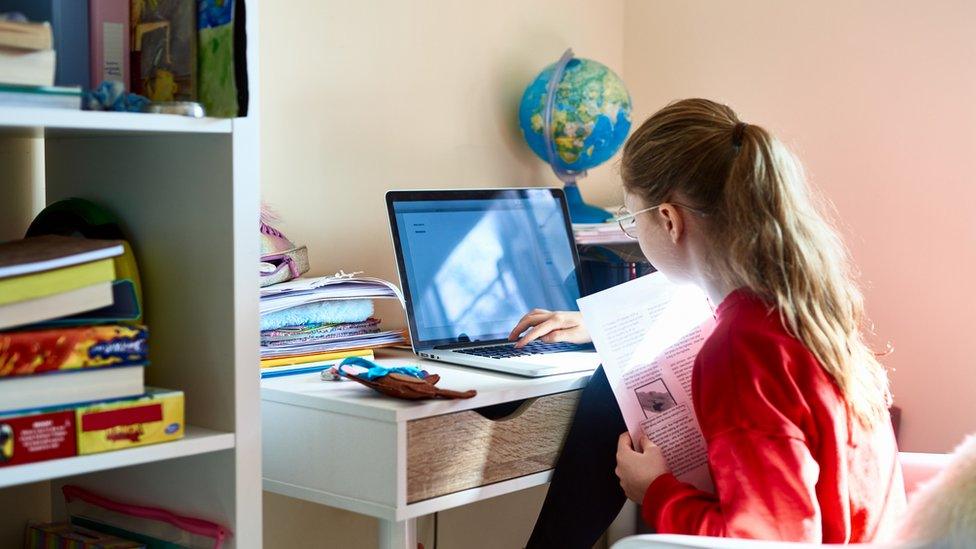 Child studying from their bedroom