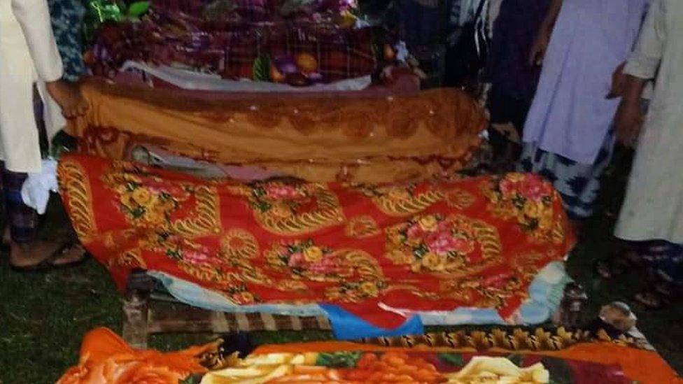 Mamun's relatives at a funeral ceremony