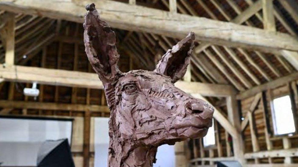 Deer head sculpture