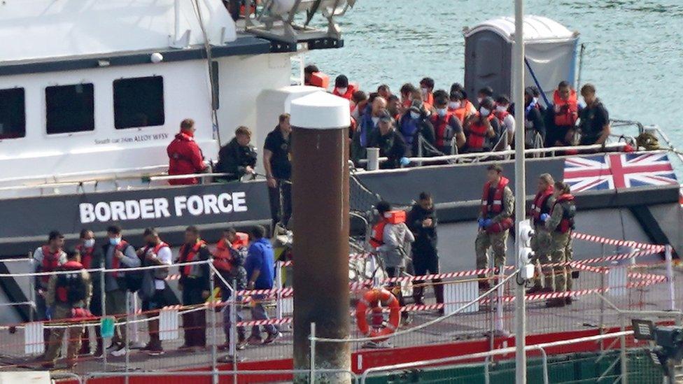 Migrants arriving at Dover on 22 September 2022