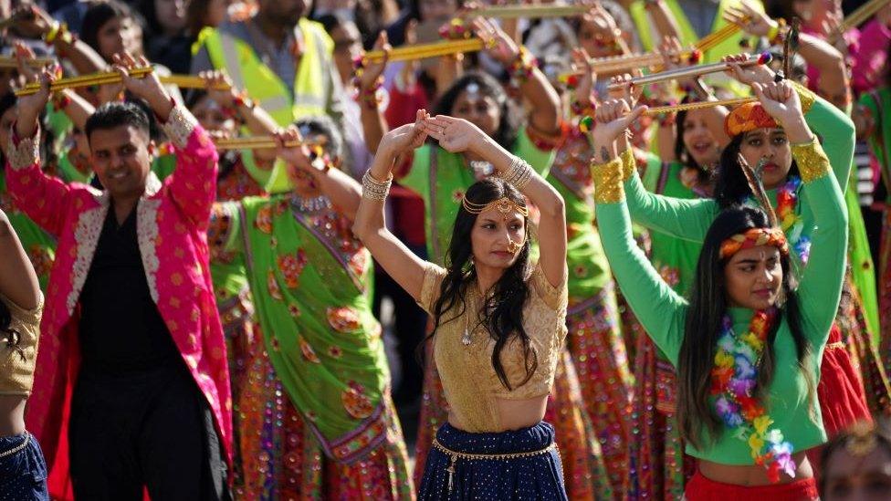 Performers dancing at Diwali on the Square