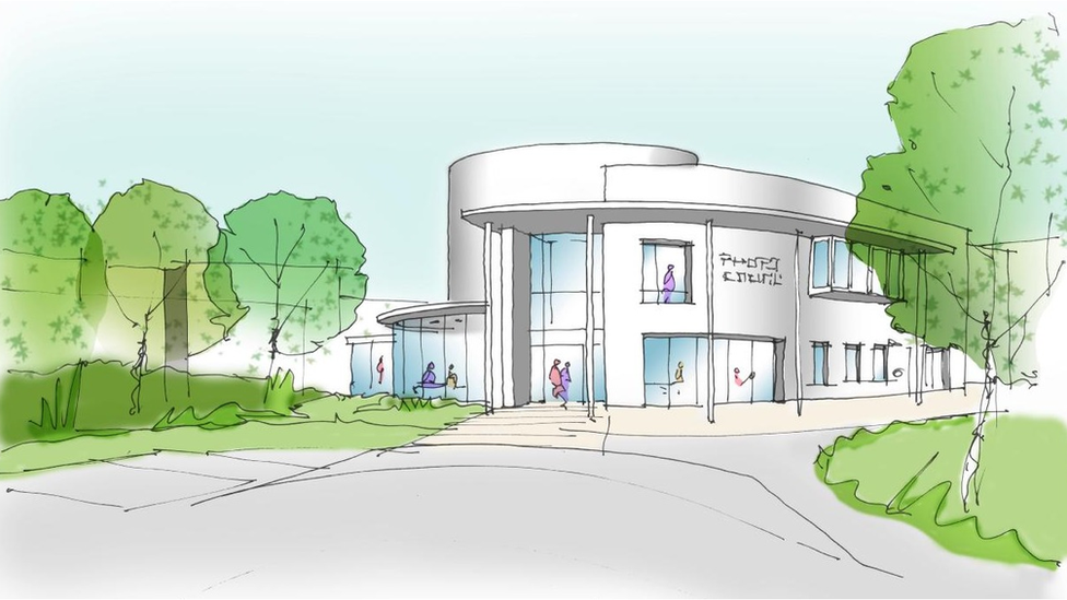 Artist impression of proposed mental health unit at Gwersyllt, near Wrexham