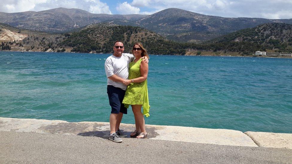 Simon Crewe and Vicki Hewitt on holiday in Kefalonia