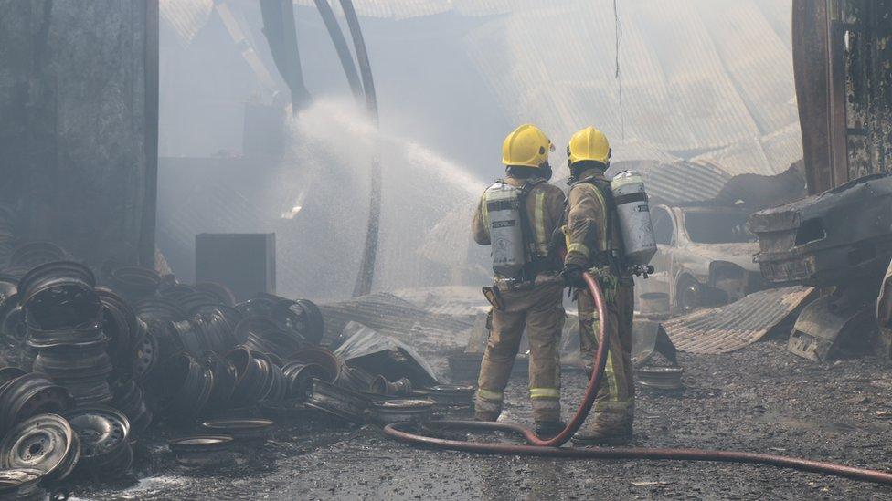 Fire in scrap yard