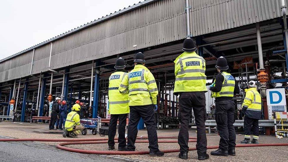 Essex Police at oil terminals in Thurrock