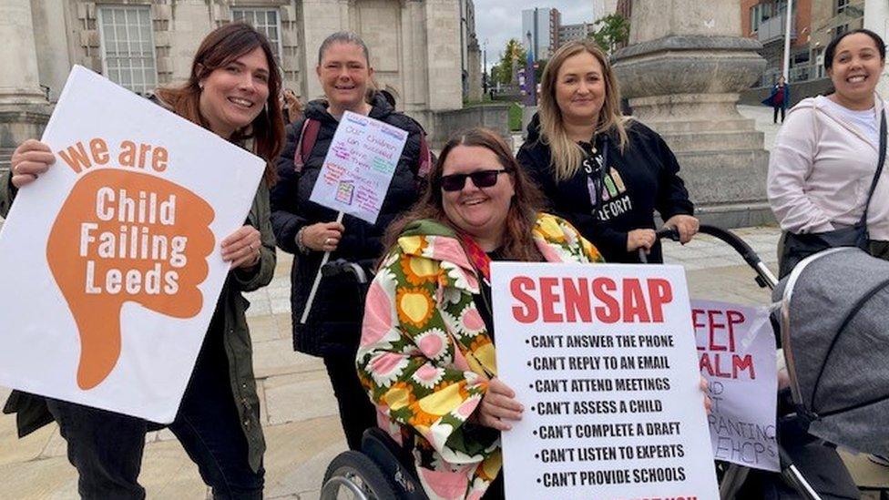 Parents protesting in Leeds