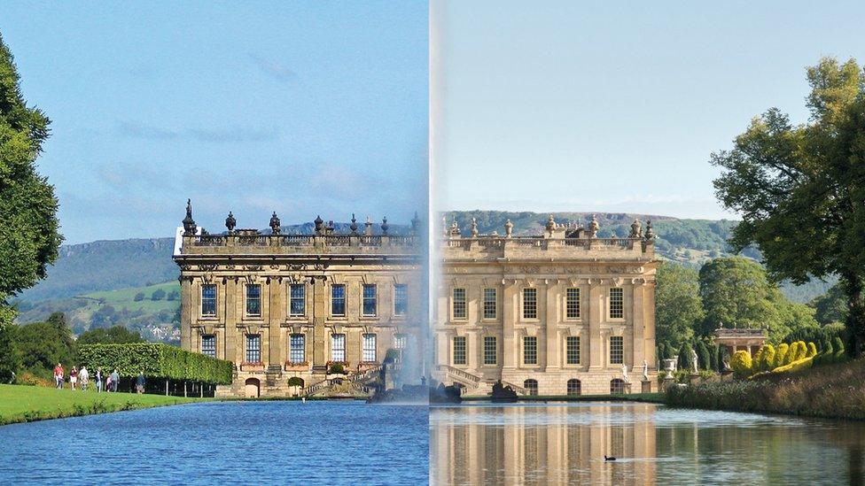 Chatsworth before and after being cleaned