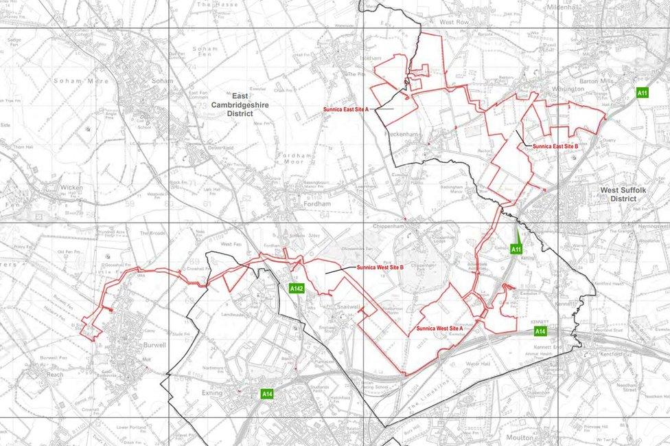 Map of the proposed Sunnica Energy Farm sites