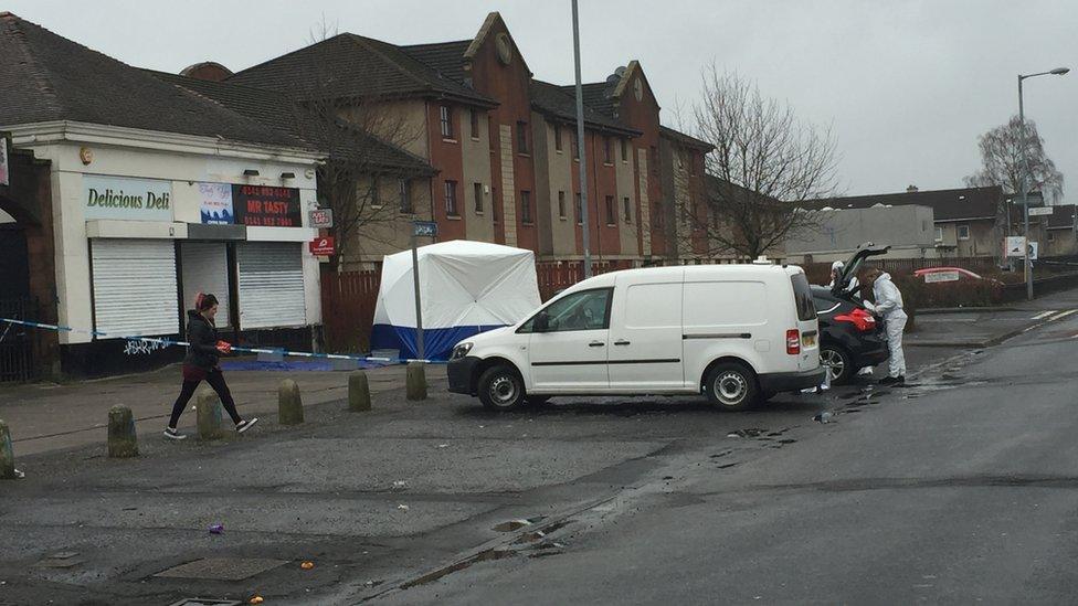 Forensics officers were working around Delicious Deli in Fleming Avenue