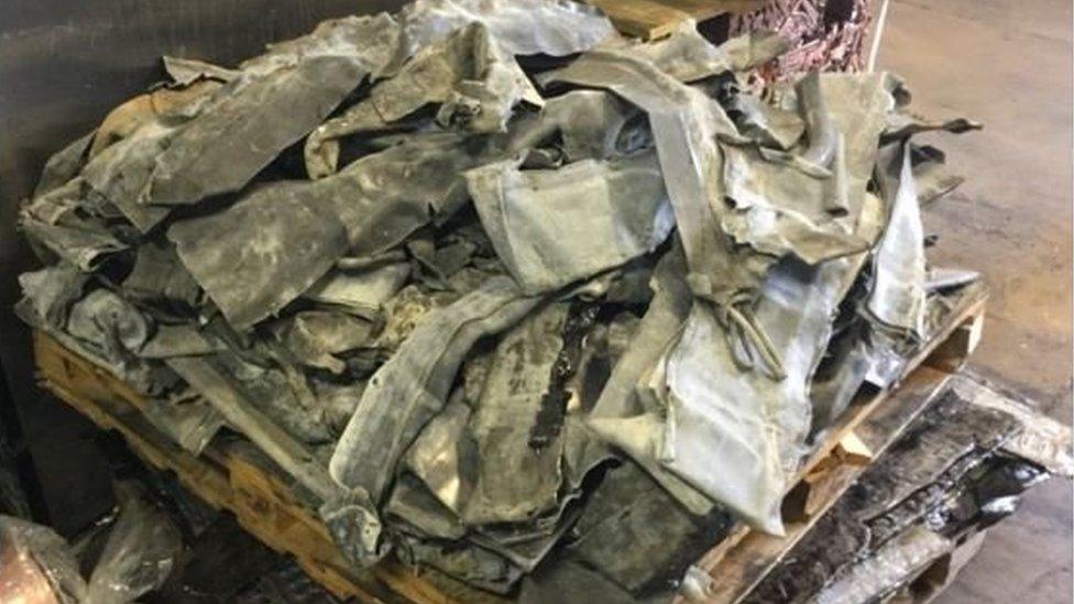 Heritage England picture from Twitter showing pile of stolen metal