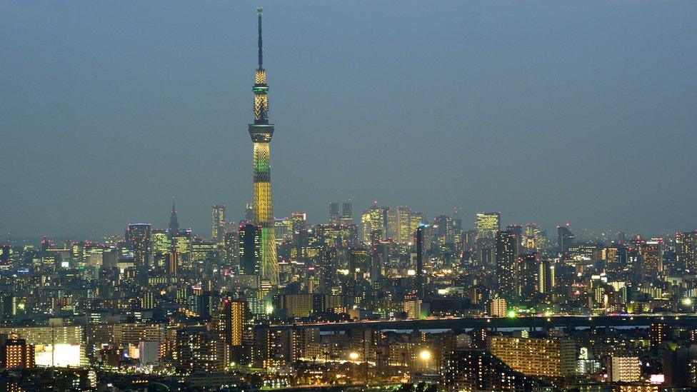 A view of the Tokyo skyline including the Skytree tower