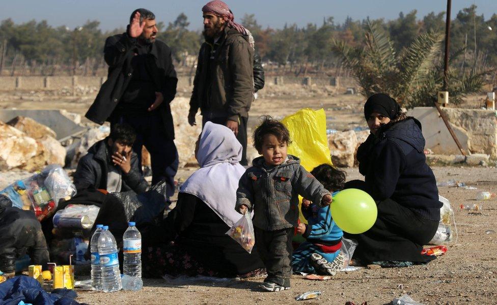 Syrians who were evacuated from the last rebel-held pockets of Syria's northern city of Aleppo