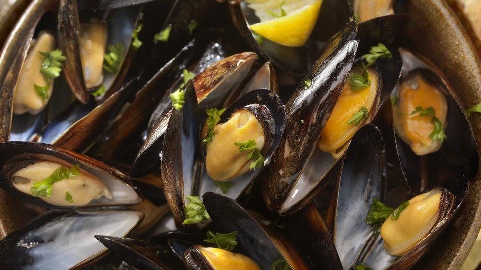 Steamed mussels